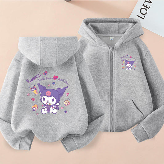 Cute cartoon children's solid color versatile sweater jacket long sleeve autumn and winter new style