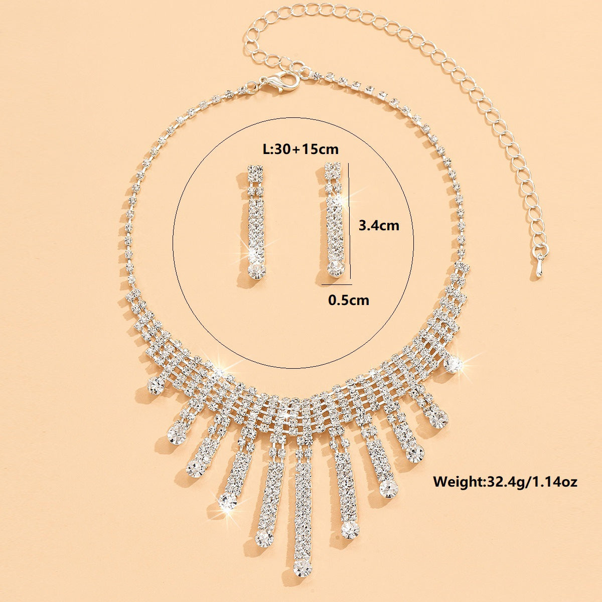 Women's 2-piece set full of diamonds and rhinestones irregular temperament simple style jewelry set