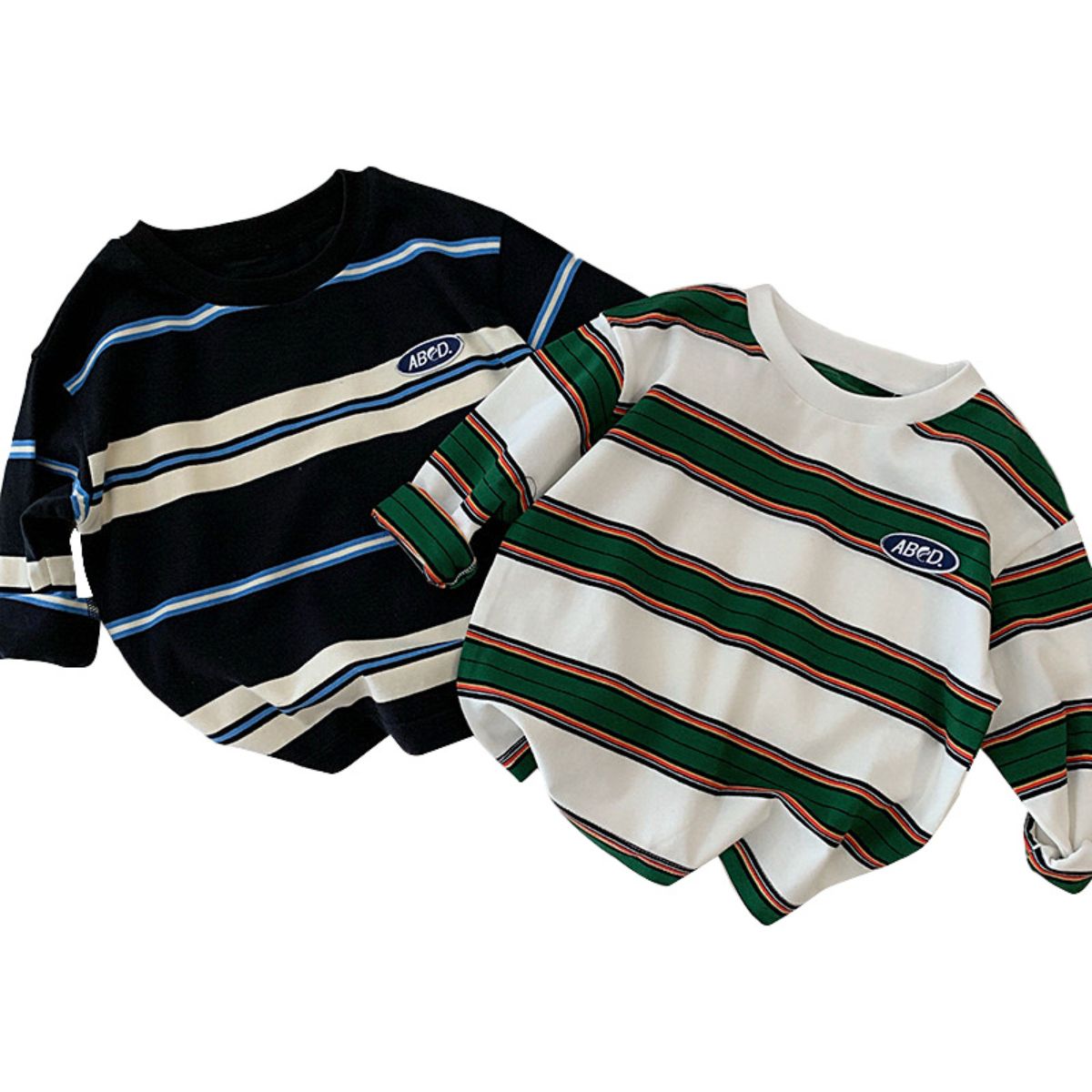 Boys autumn children's striped contrast color T-shirt