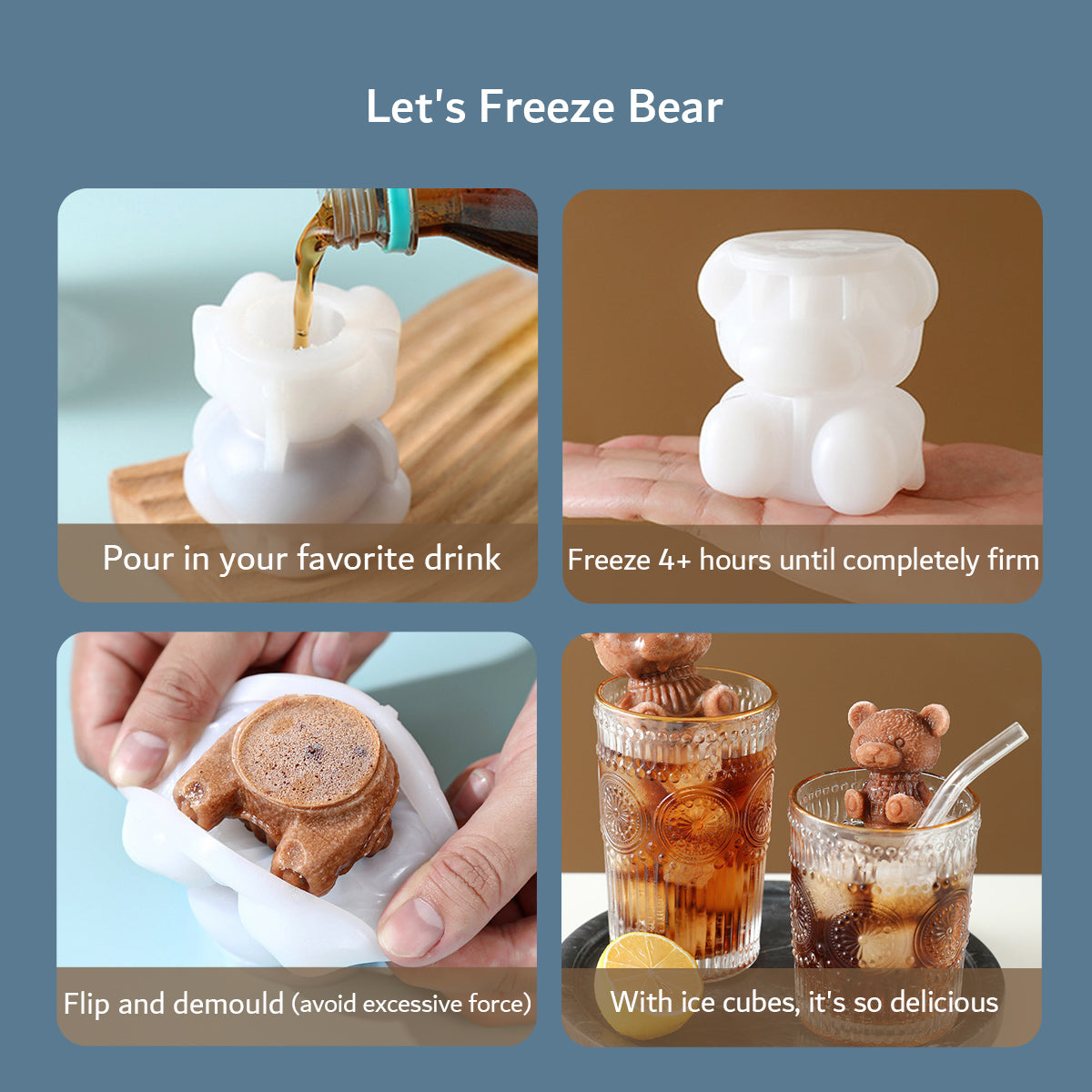 Silicone Bear Ice Cube Mold Rose Ice Grid