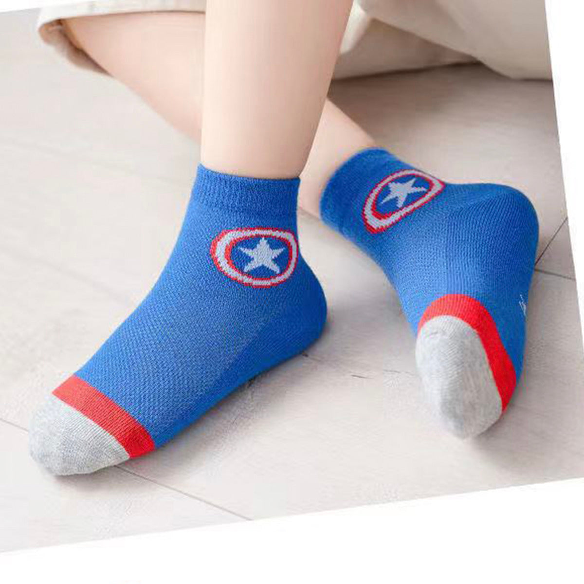 Boys Spring and Summer Thin Cartoon Mesh Breathable Middle Tube Socks