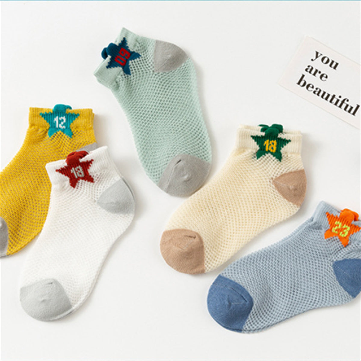 Boys' early autumn simple urban casual style smiley face thin socks