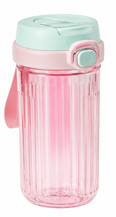 550ml Kids Water Bottle with Flip Lid, Carry Strap and Transparent Body