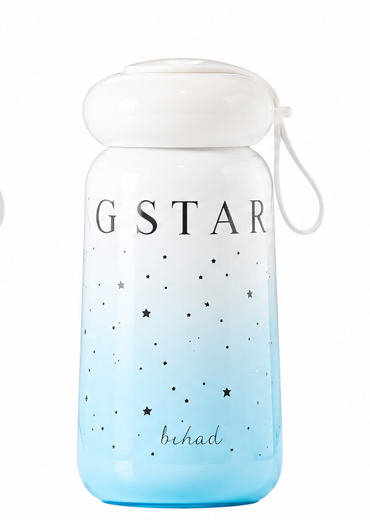 350ml Gradient Insulated Water Bottle with Carry Strap for Girls