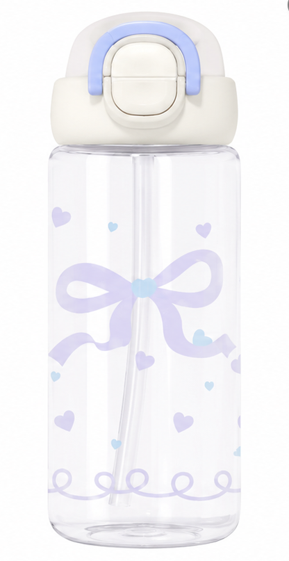 660ml Kids Water Bottle with Round Carry Handle, Flip Lid and Cartoon Print