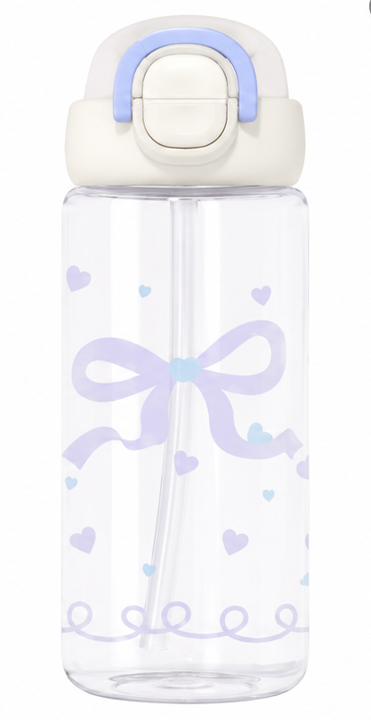 660ml Kids Water Bottle with Round Carry Handle, Flip Lid and Cartoon Print