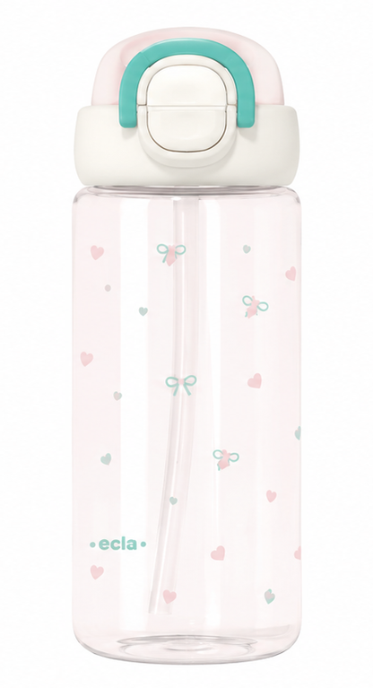 660ml Kids Water Bottle with Round Carry Handle, Flip Lid and Cartoon Print