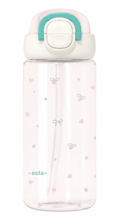 660ml Kids Water Bottle with Round Carry Handle, Flip Lid and Cartoon Print