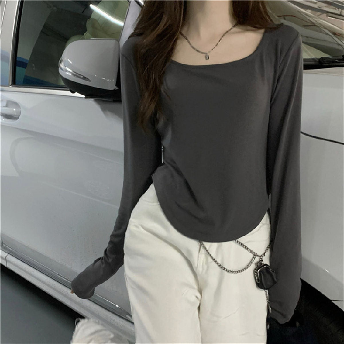 Long Sleeve T-Shirt Women's Slim Fit School Top