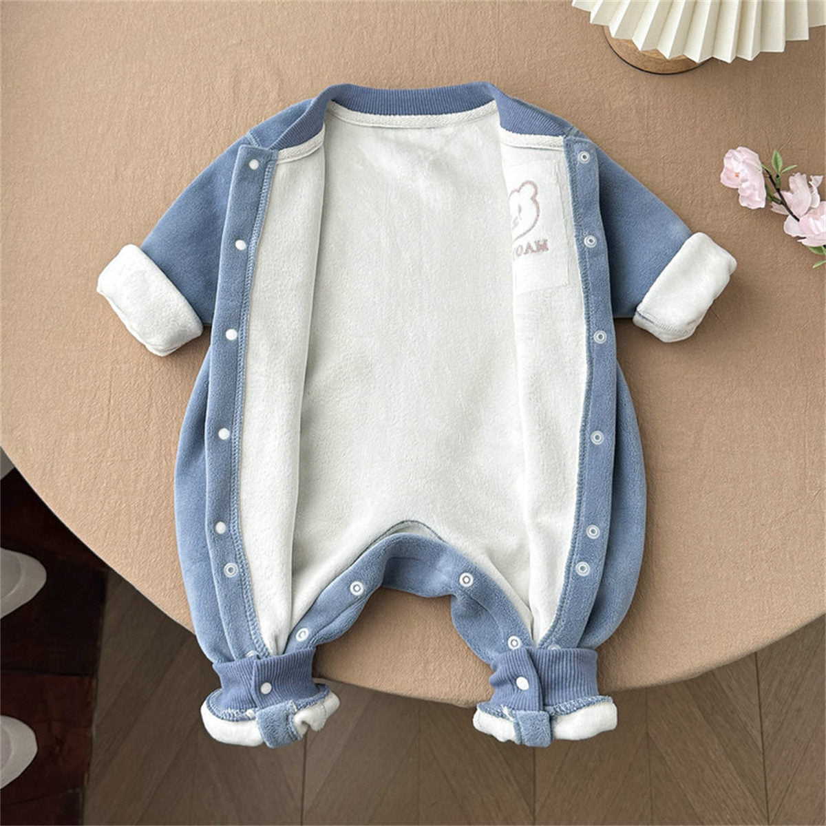 Baby autumn and winter bear fleece jumpsuit