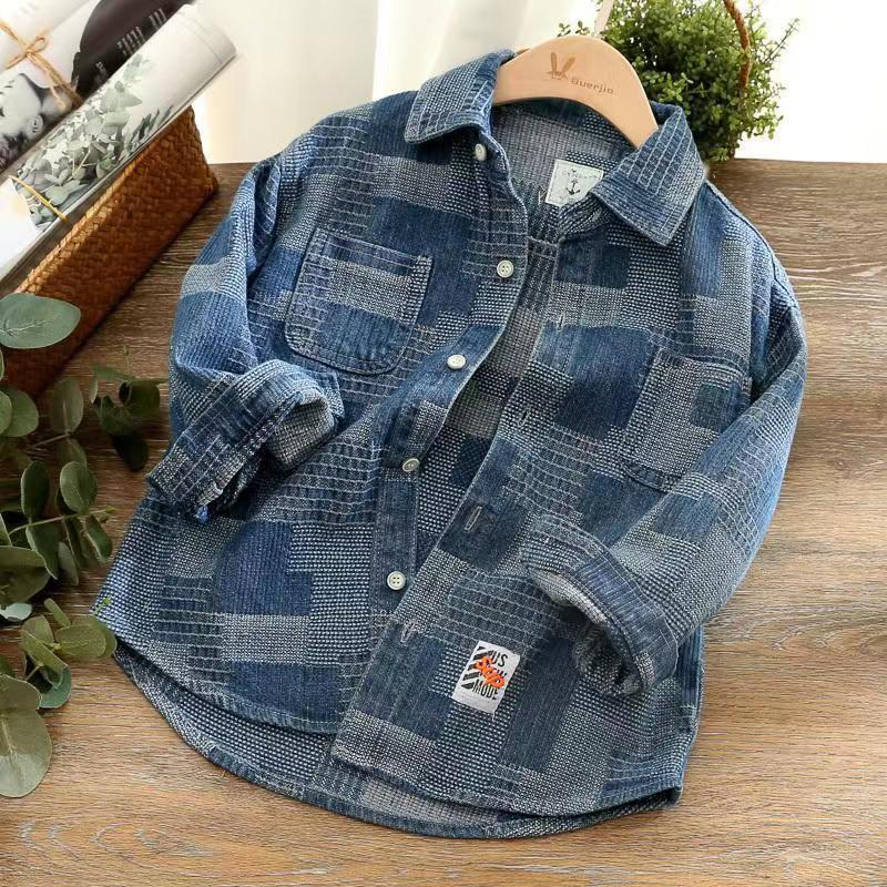 Middle and large boys autumn tops fashionable denim jacket