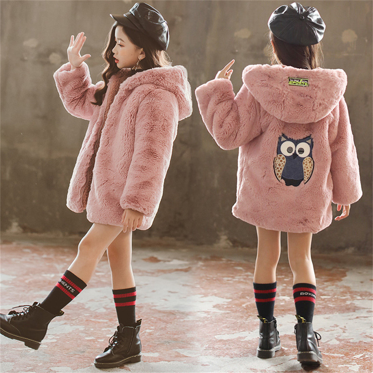 Children's thickened velvet winter coat for middle and large children autumn and winter fashion coat