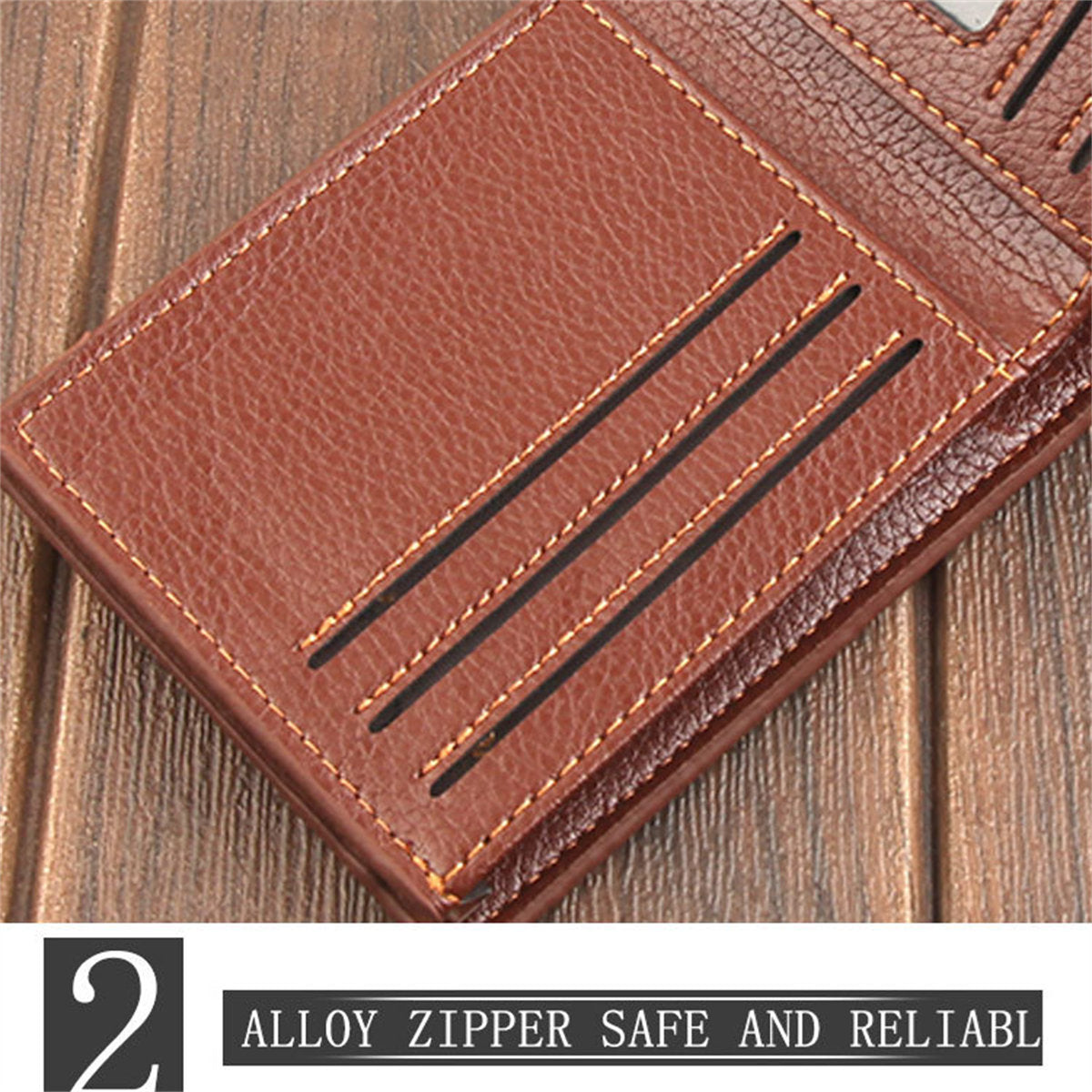 Men's Retro Fashion Zipper Short Multifunctional Card Holder Wallet