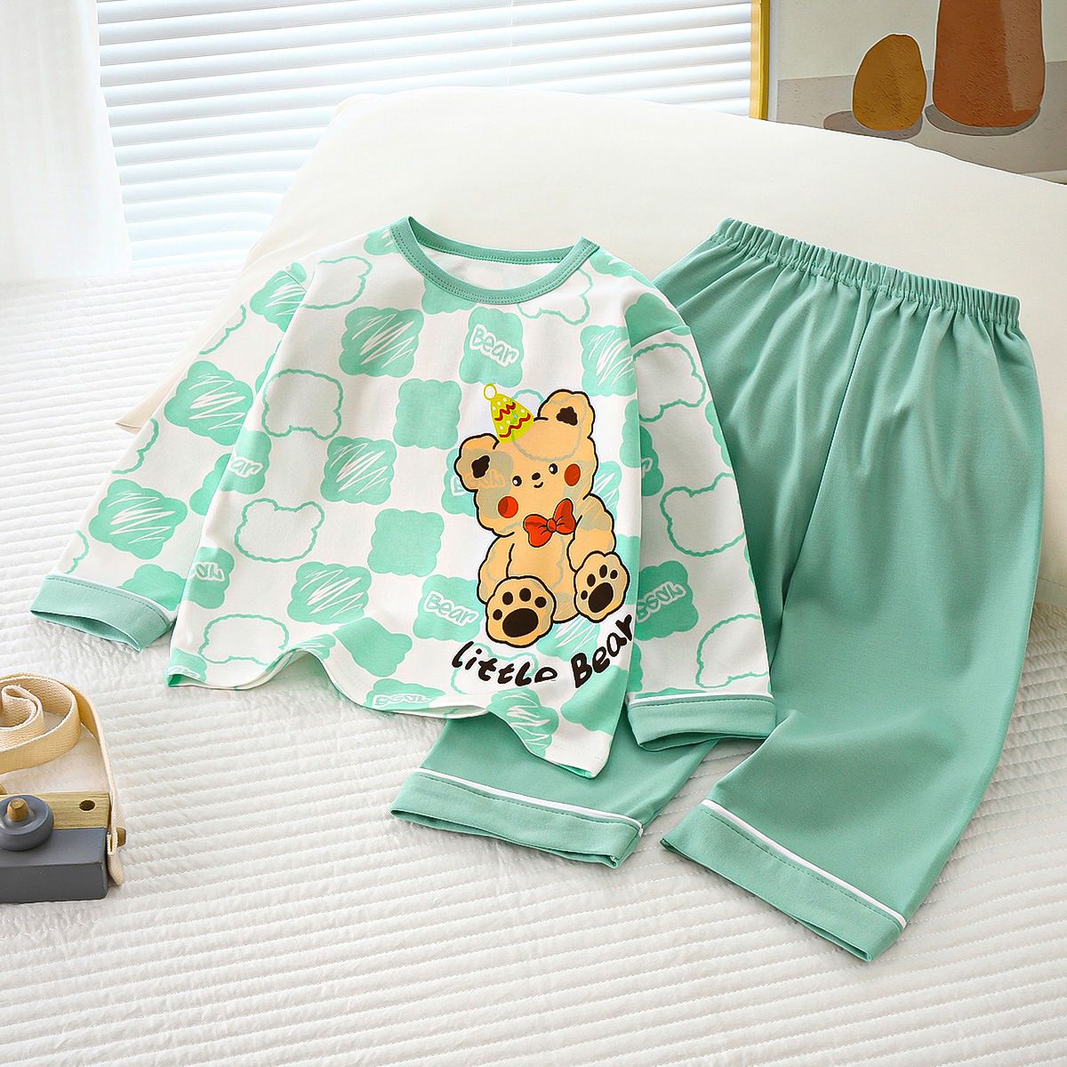 100% cotton autumn suit for boys and girls home wear