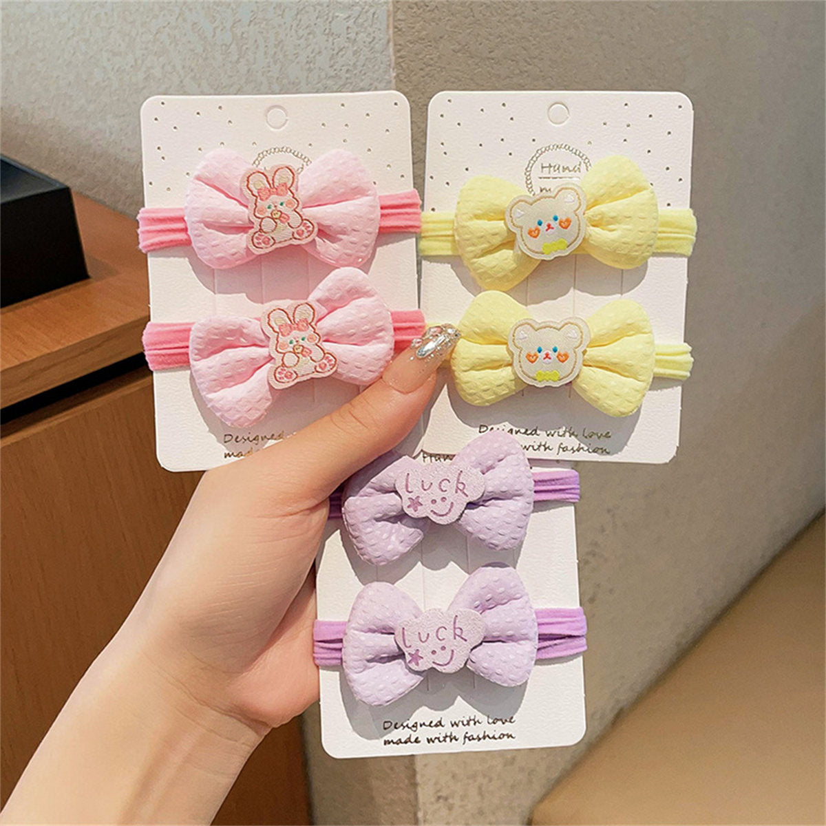 Children's 6-piece set cute cartoon style Sanrio bow soft hair rope