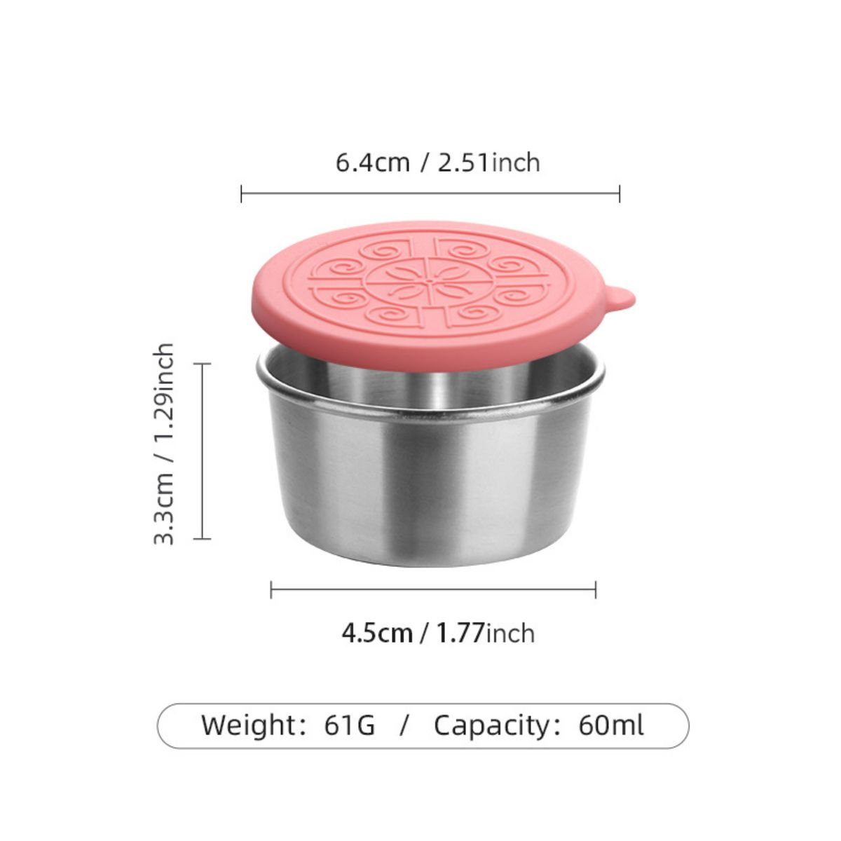 304 stainless steel sauce cup with lid, silicone lid, sealed, leak-proof, fresh-keeping sauce cup, seasoning dish