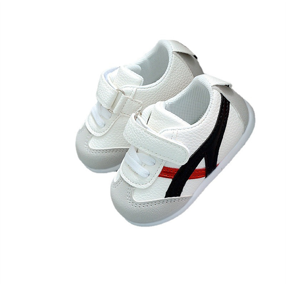 Simple lines style leather waterproof, non-slip and shock-absorbing toddler shoes for boys and girls