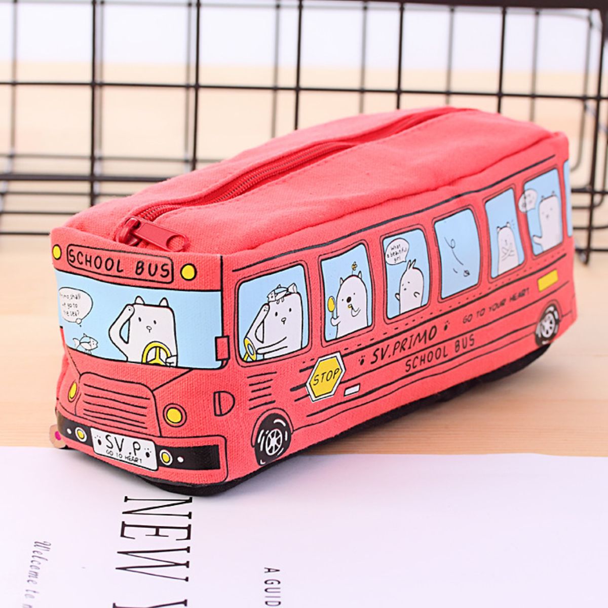 Cartoon Large Capacity Bus Pencil Case Car Pencil Case