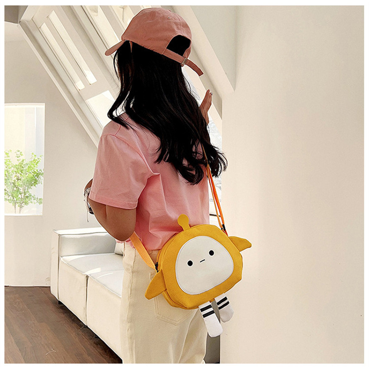 Children's cute egg party bag cartoon large capacity canvas messenger bag