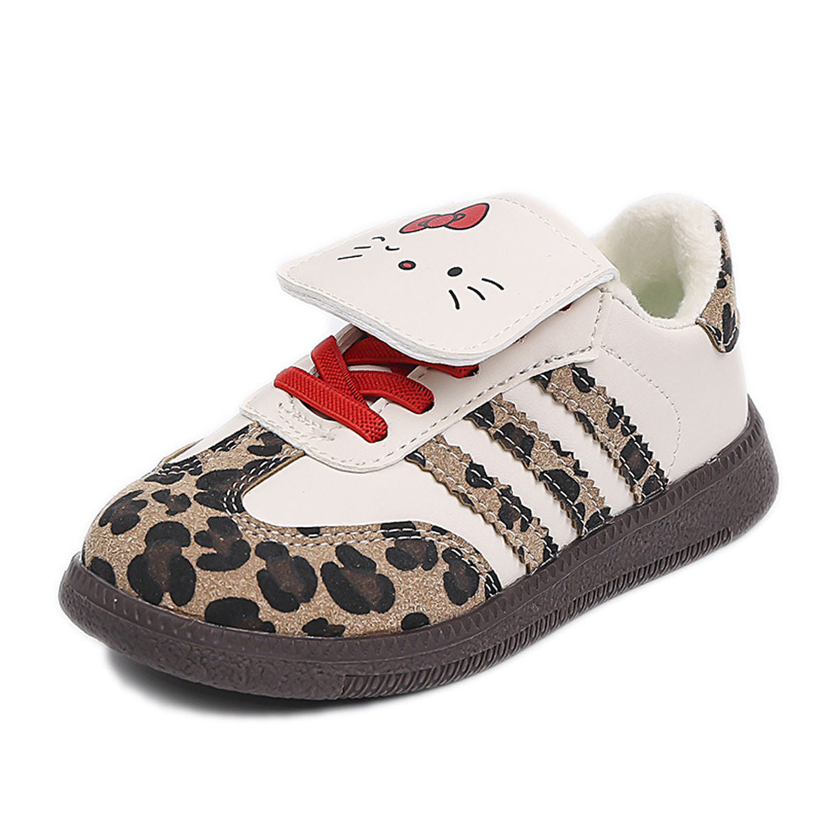 Middle and large girls autumn Kate cat leopard print soft bottom low top canvas shoes