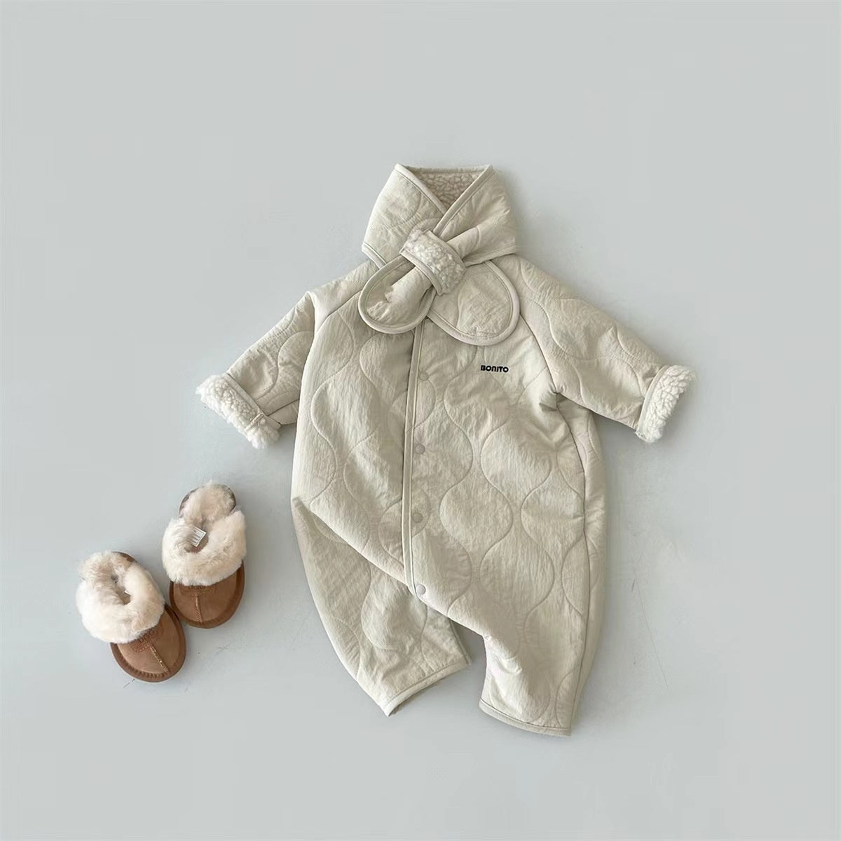 Baby and child lamb fleece simple warm jumpsuit