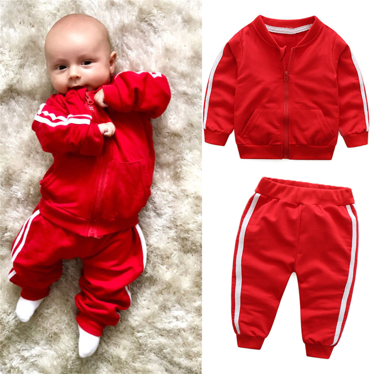 Zipper Jacket Sports Sweatshirt Sweatpants Two-piece Set