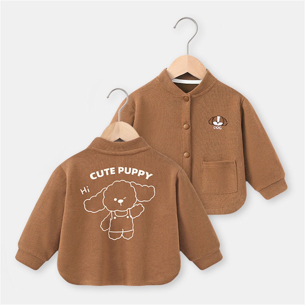 Baby Cartoon Print Warm Top Baseball Jacket