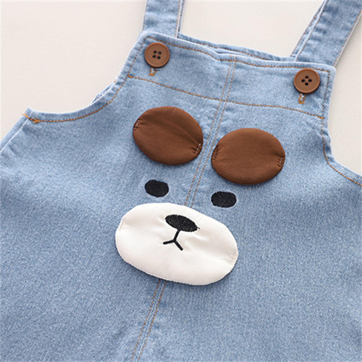 Boys Spring and Autumn Cartoon Denim Overalls Two-piece Set