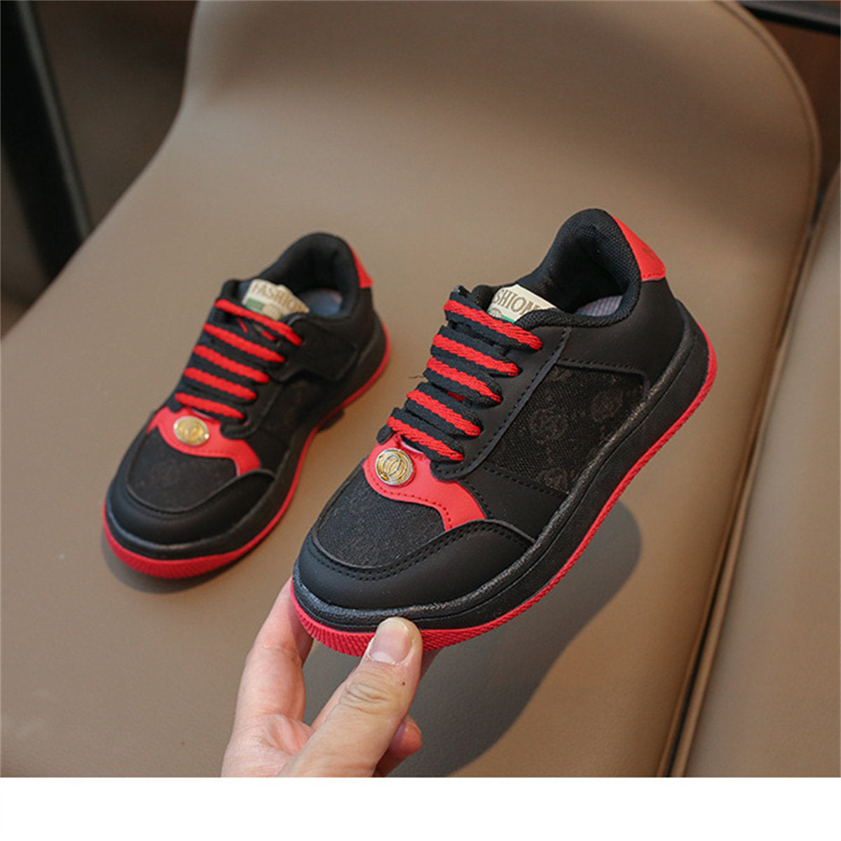 Children's and children's color matching print temperament urban style soft bottom low top sneakers