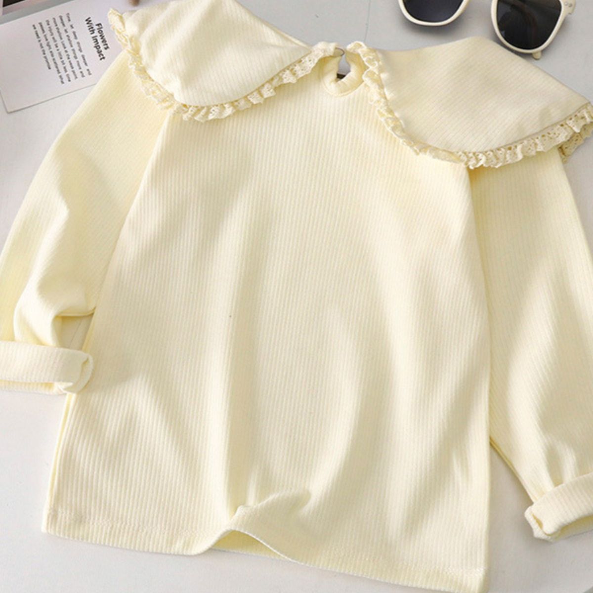 Autumn style girls all-match bottoming shirt children's autumn new style German velvet top children's lace collar bottoming