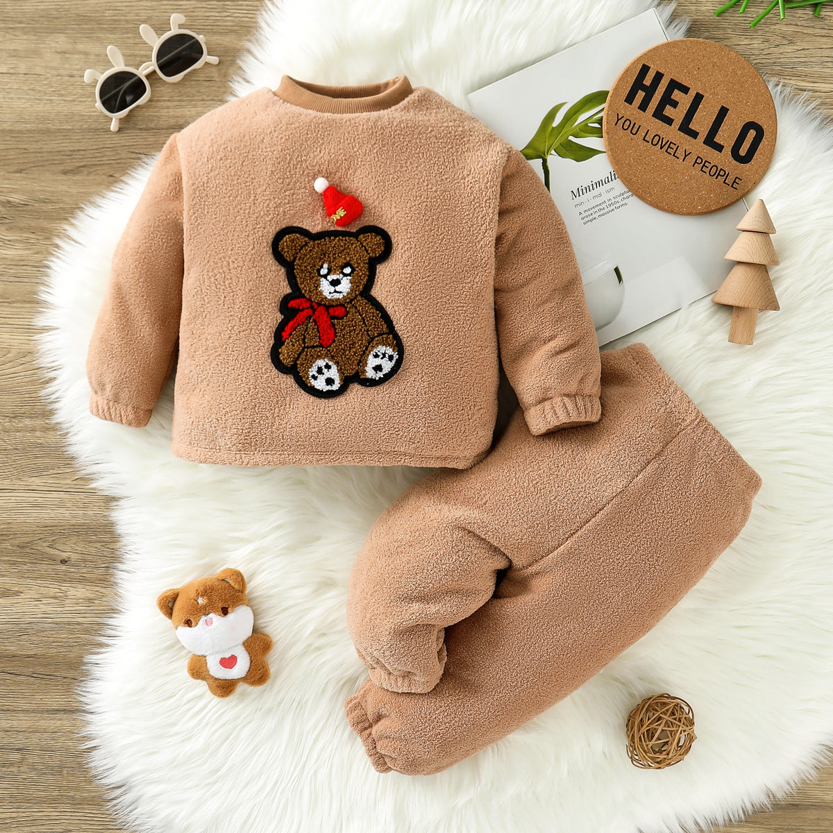 New autumn and winter velvet thickened children's pajamas boys pajamas set