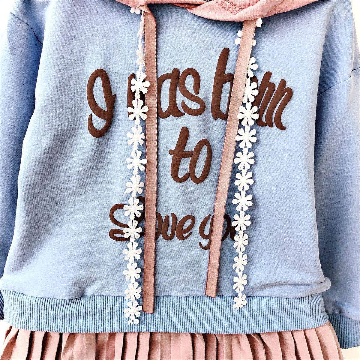 2-piece Letter Pattern Hoodie & Pleated Skirt for Toddler Girl