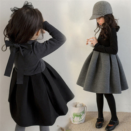 Autumn and winter long-sleeved elegant puffy princess dress for middle and older children