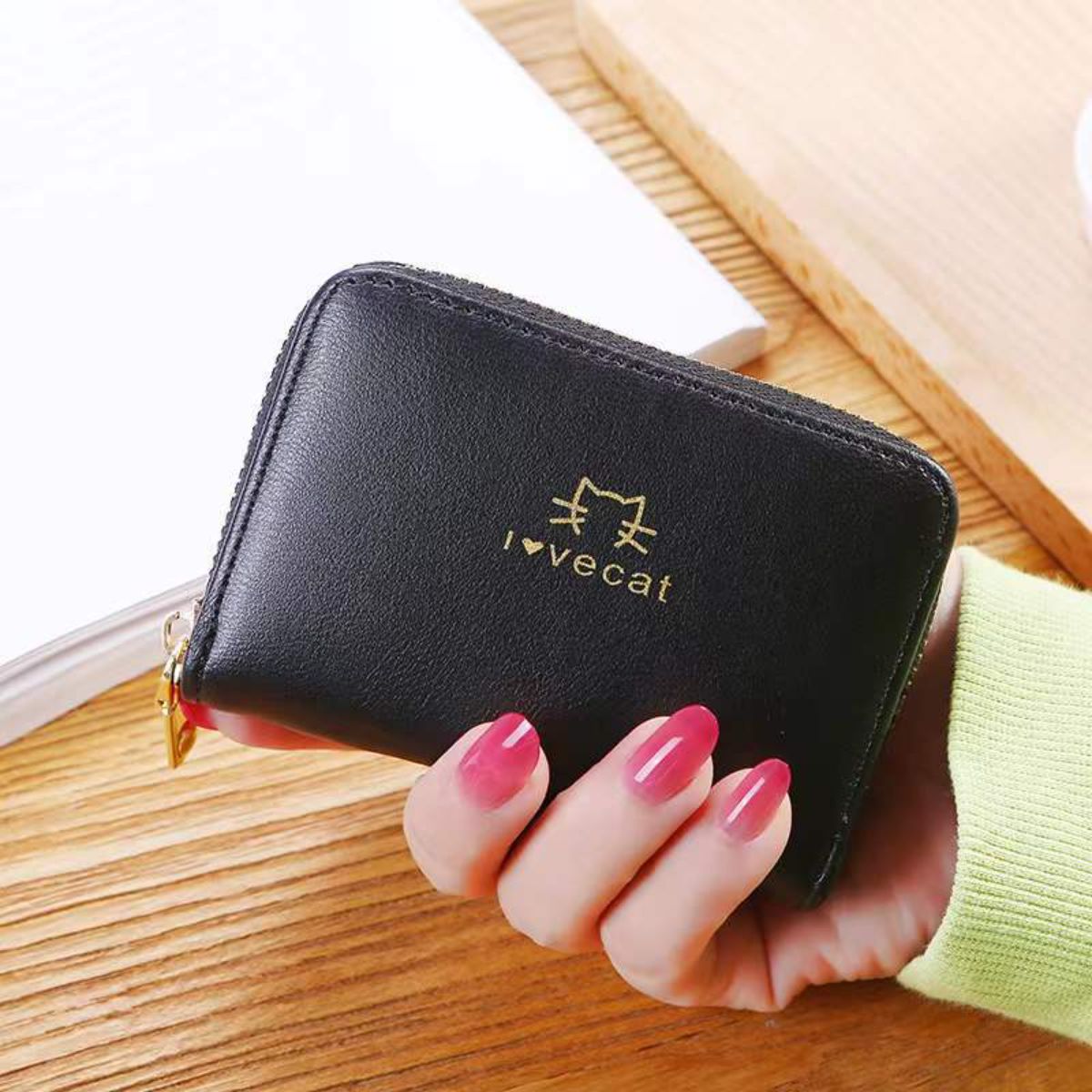 Card holder new simple fashion card holder women zipper men and women card holder driver's license bag credit card wallet