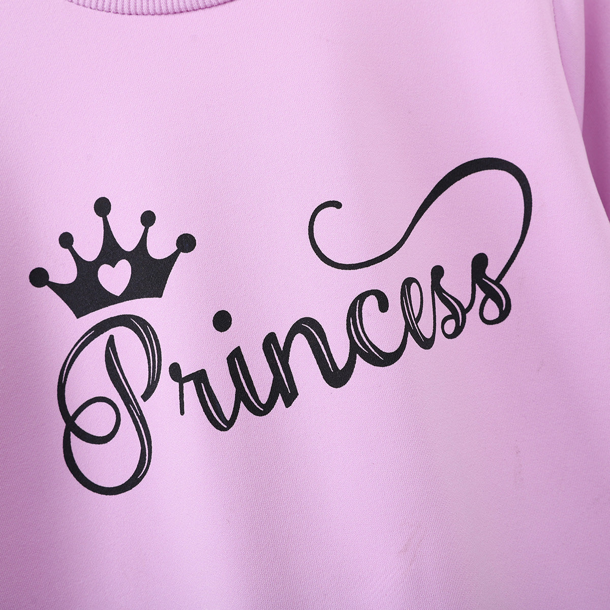 Children Girls Fashion Cartoon Crown Long Sleeve Sweater Suit