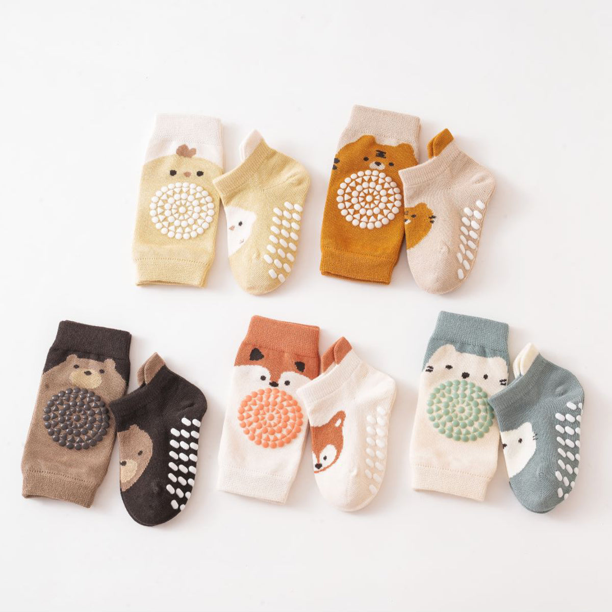 Children's cartoon animal dotted anti-slip knee socks set