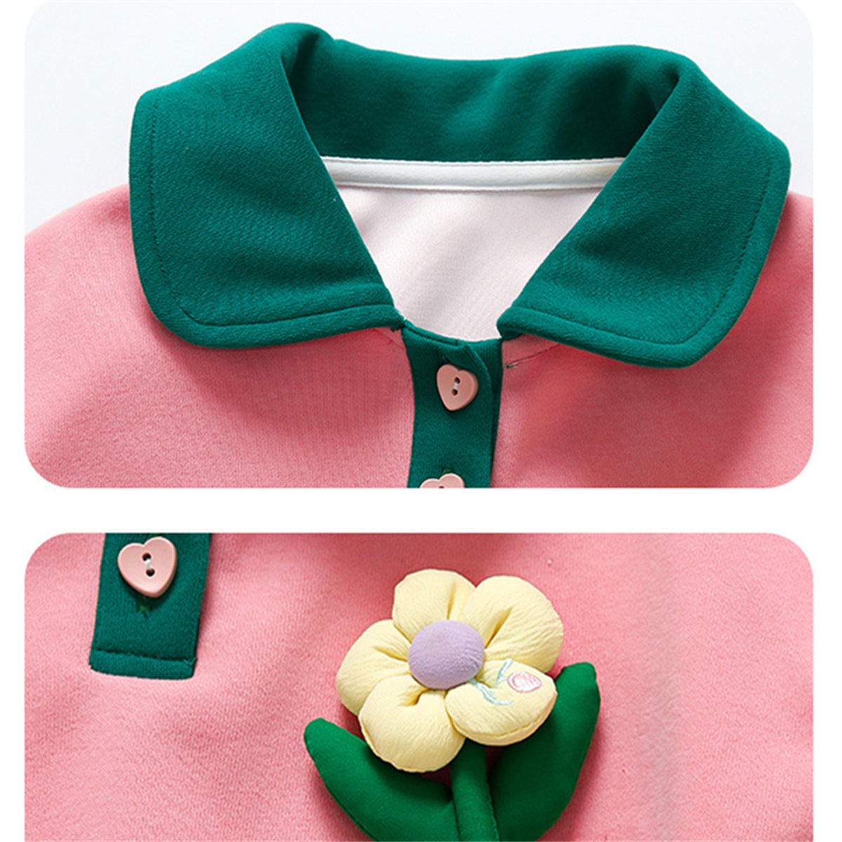 Autumn color matching cute sweet style flower T-shirt suit for middle and large children girls