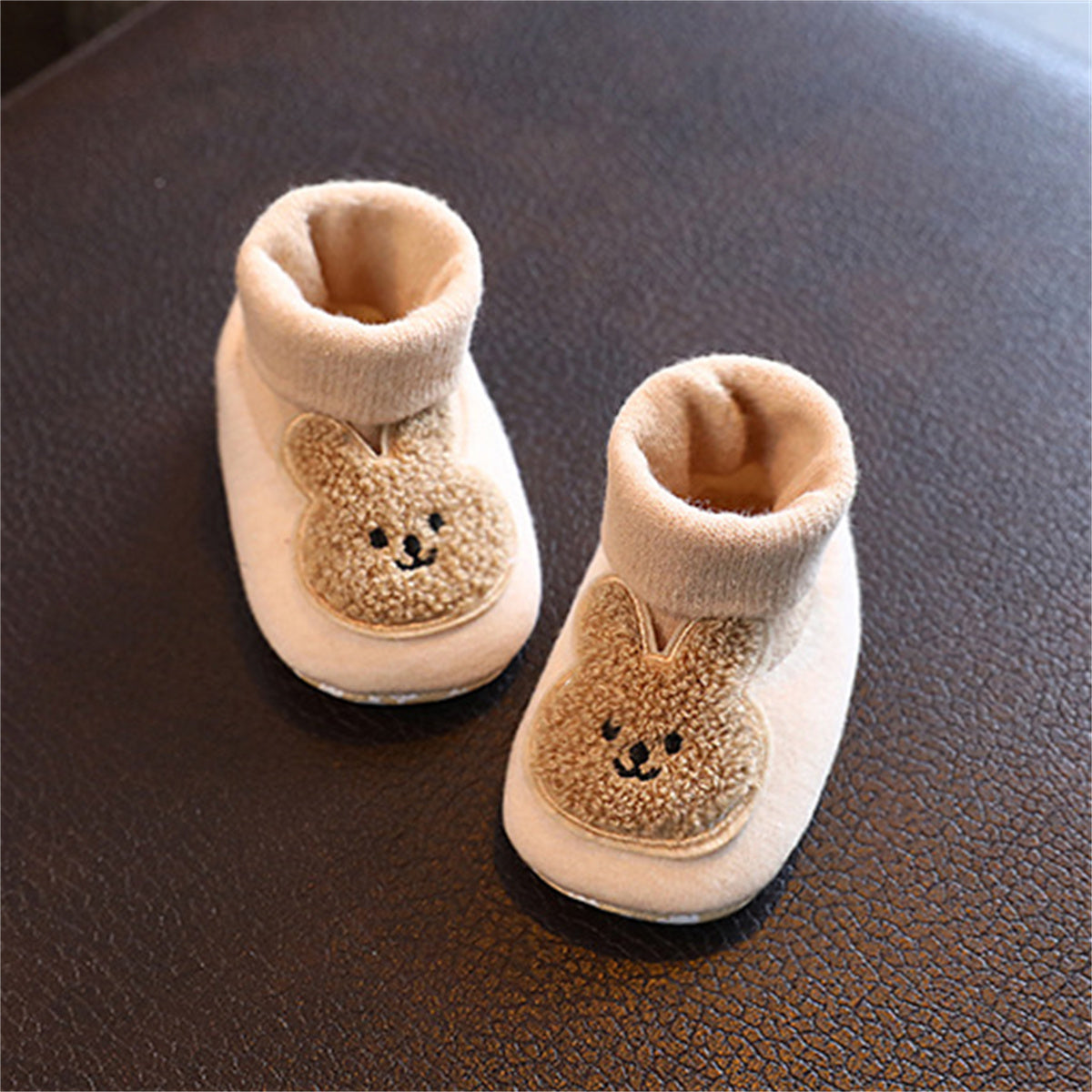 Baby and children's plush bear autumn and winter style plush comfortable soft sole cotton shoes