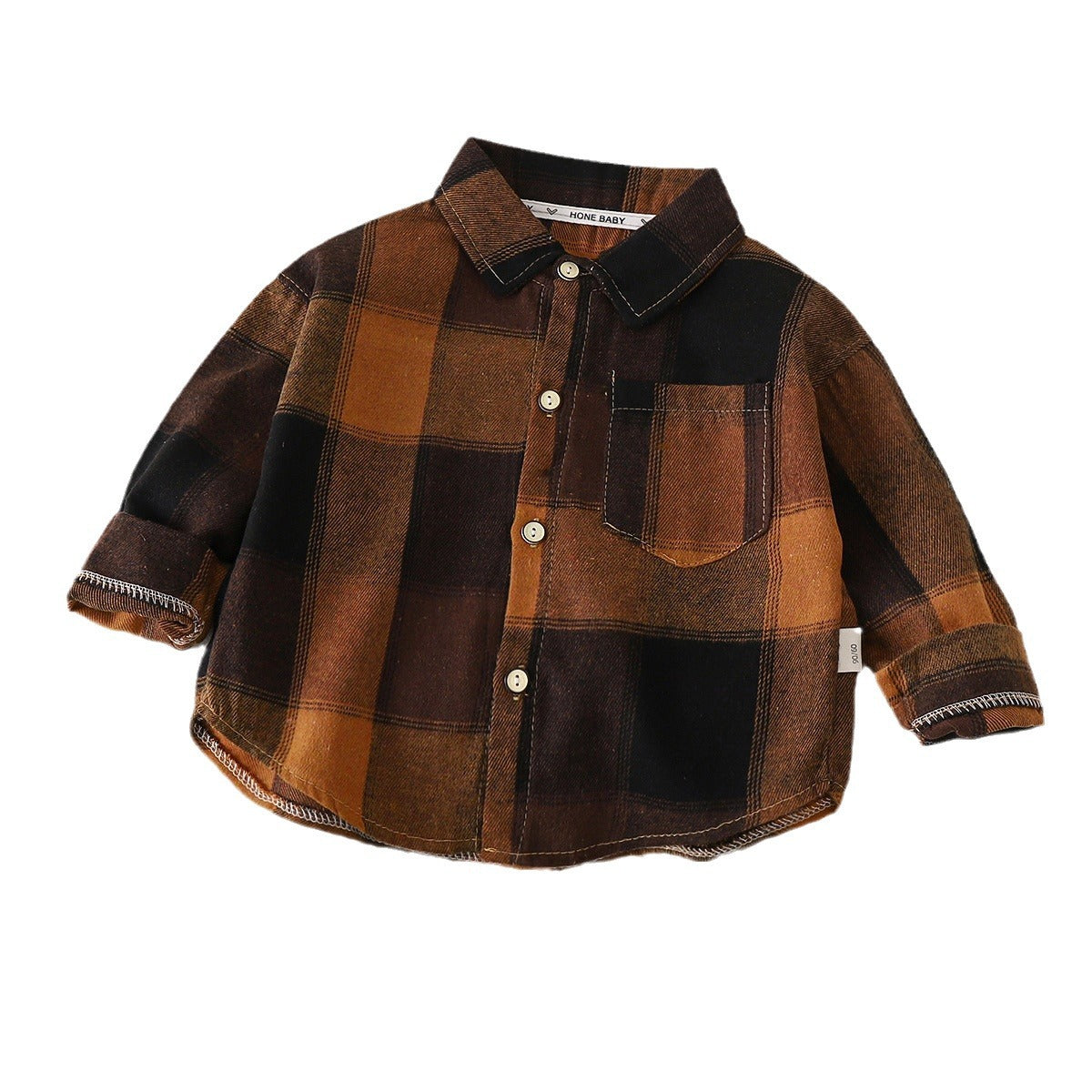 Autumn children's plaid coat shirt handsome casual long-sleeved shirt