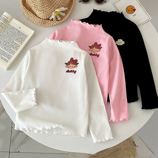 Children's autumn long-sleeved princess new solid color trendy bottoming shirt with comfortable T-shirt