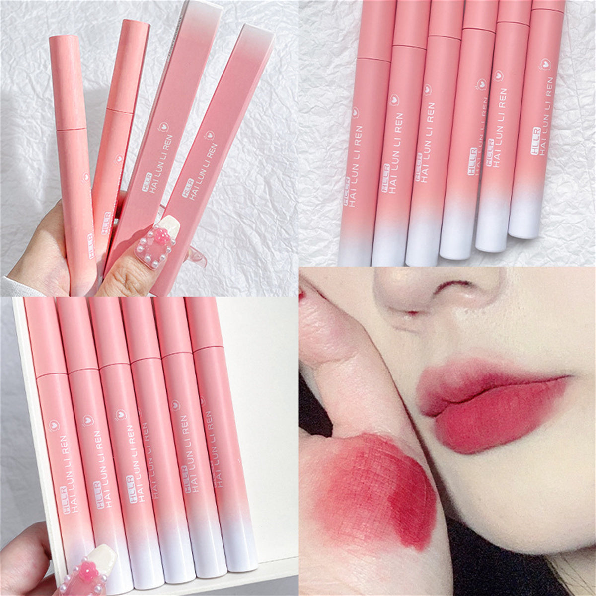 Women's pink matte velvet lipstick