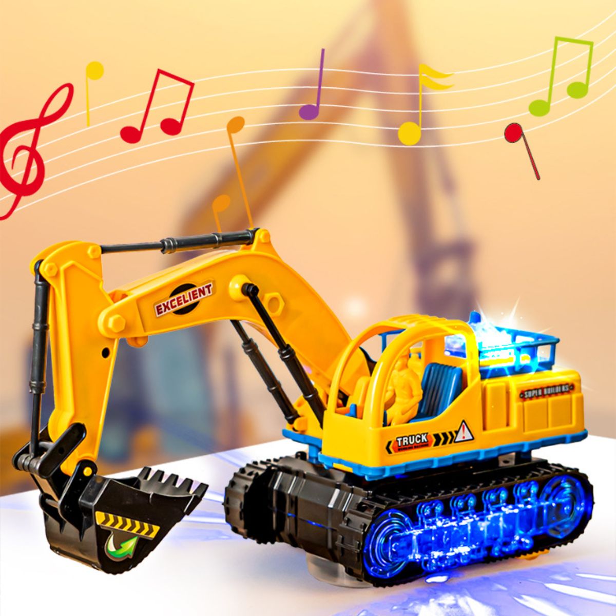 Electric sound and light engineering excavator toy