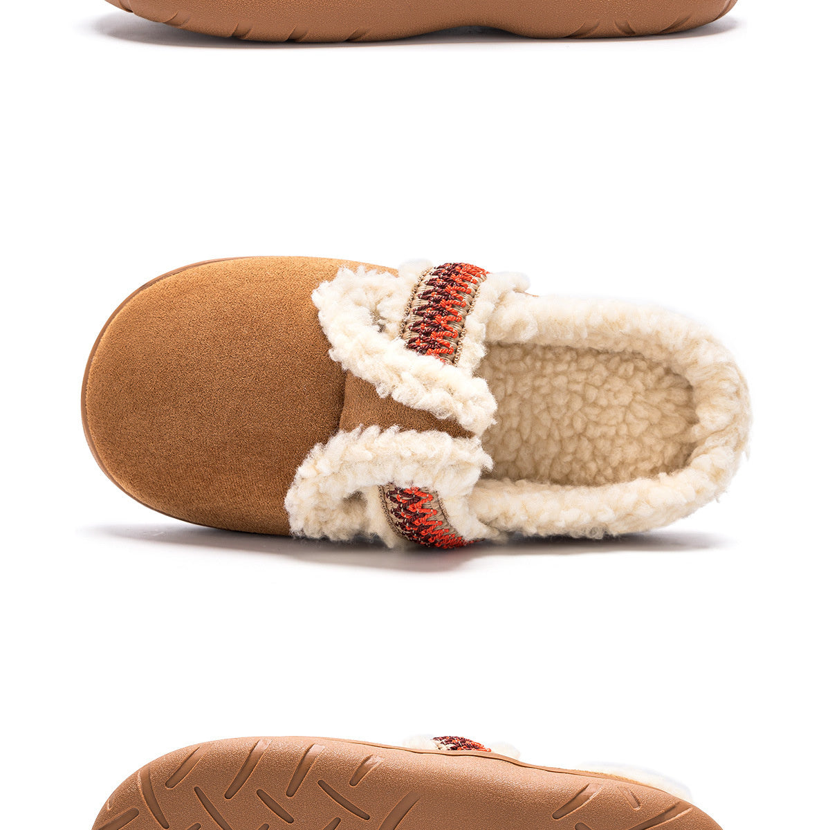 Women&#39;s warm plush Birkenstock cotton slippers