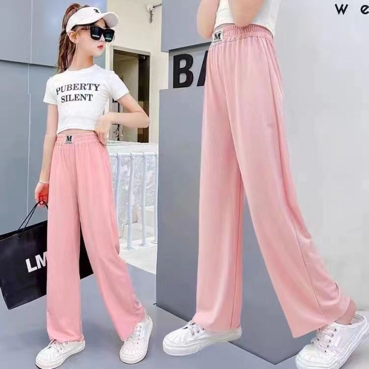 Girls new wide-leg pants children's casual pants summer medium and large children girls thin loose trousers