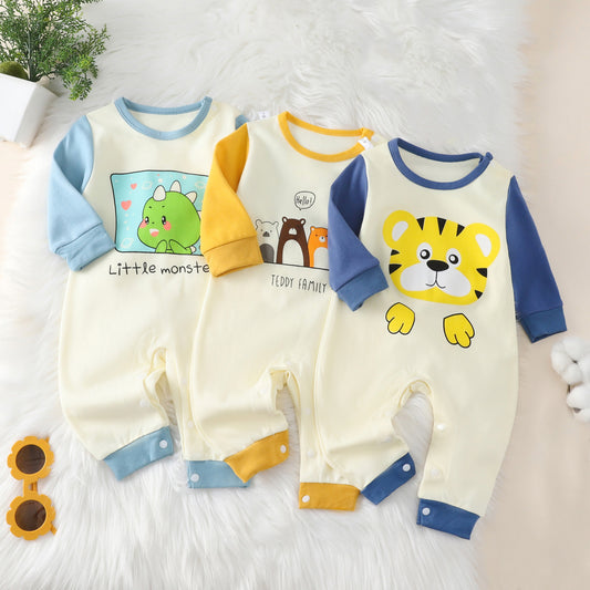 Baby spring and autumn cartoon long sleeve trousers romper