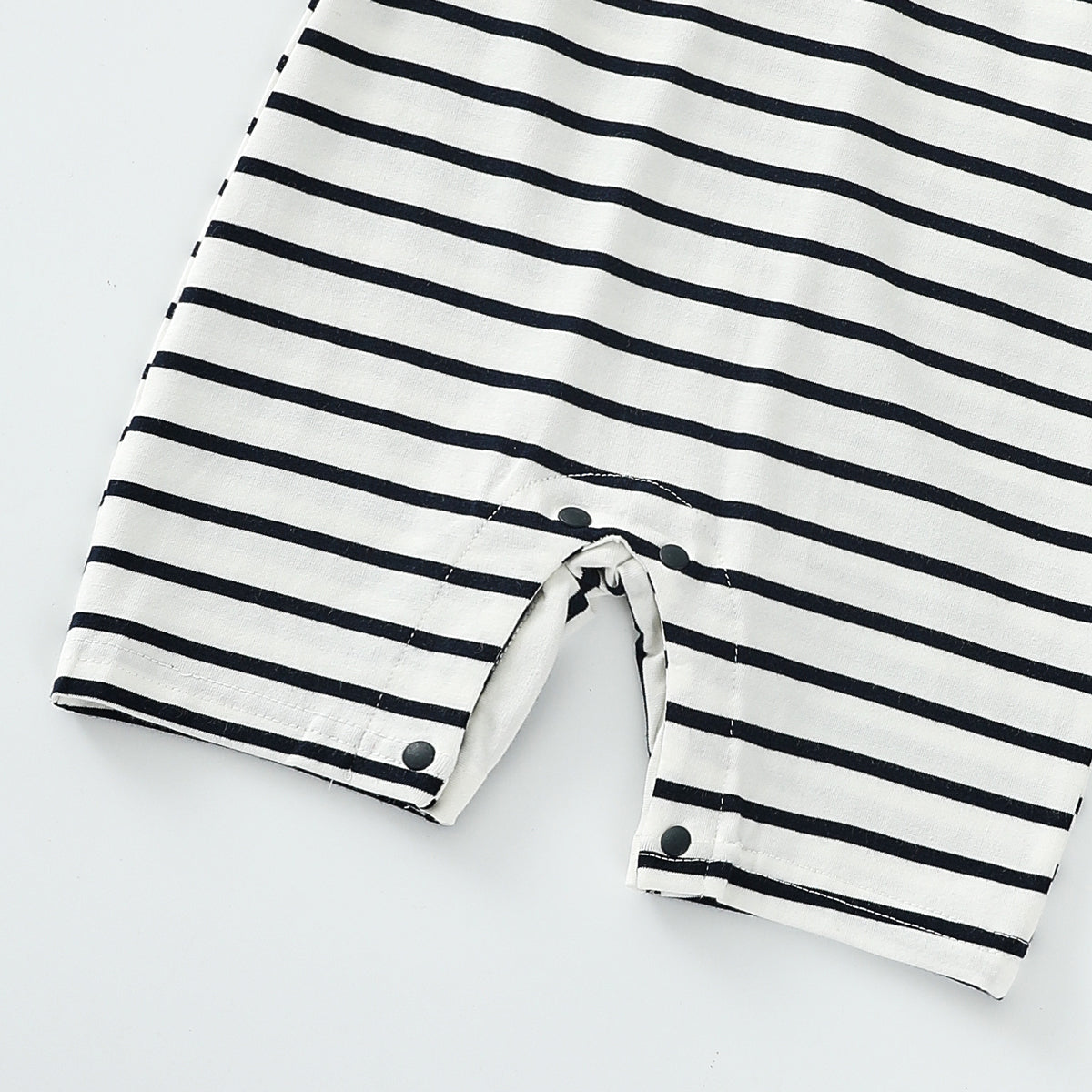 Striped lapel patch romper