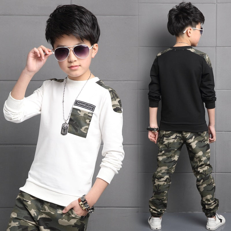 Children's clothing boys sports camouflage two-piece suit