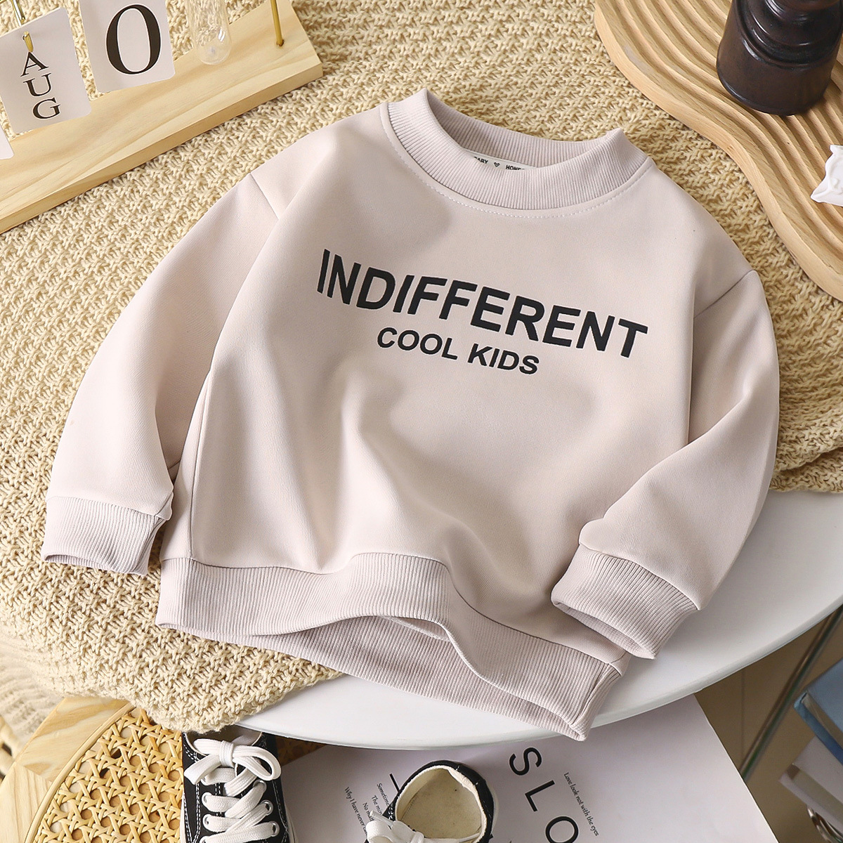 Spring and Autumn Children's Pullover Sweater Long Sleeve Letter Printed Casual Loose Boys and Girls Baby Tops Jacket