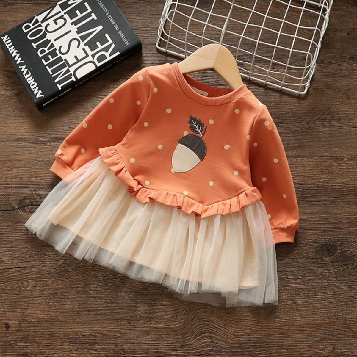 Girls autumn dress long sleeve baby sweater dress new style gauze skirt baby girl princess dress