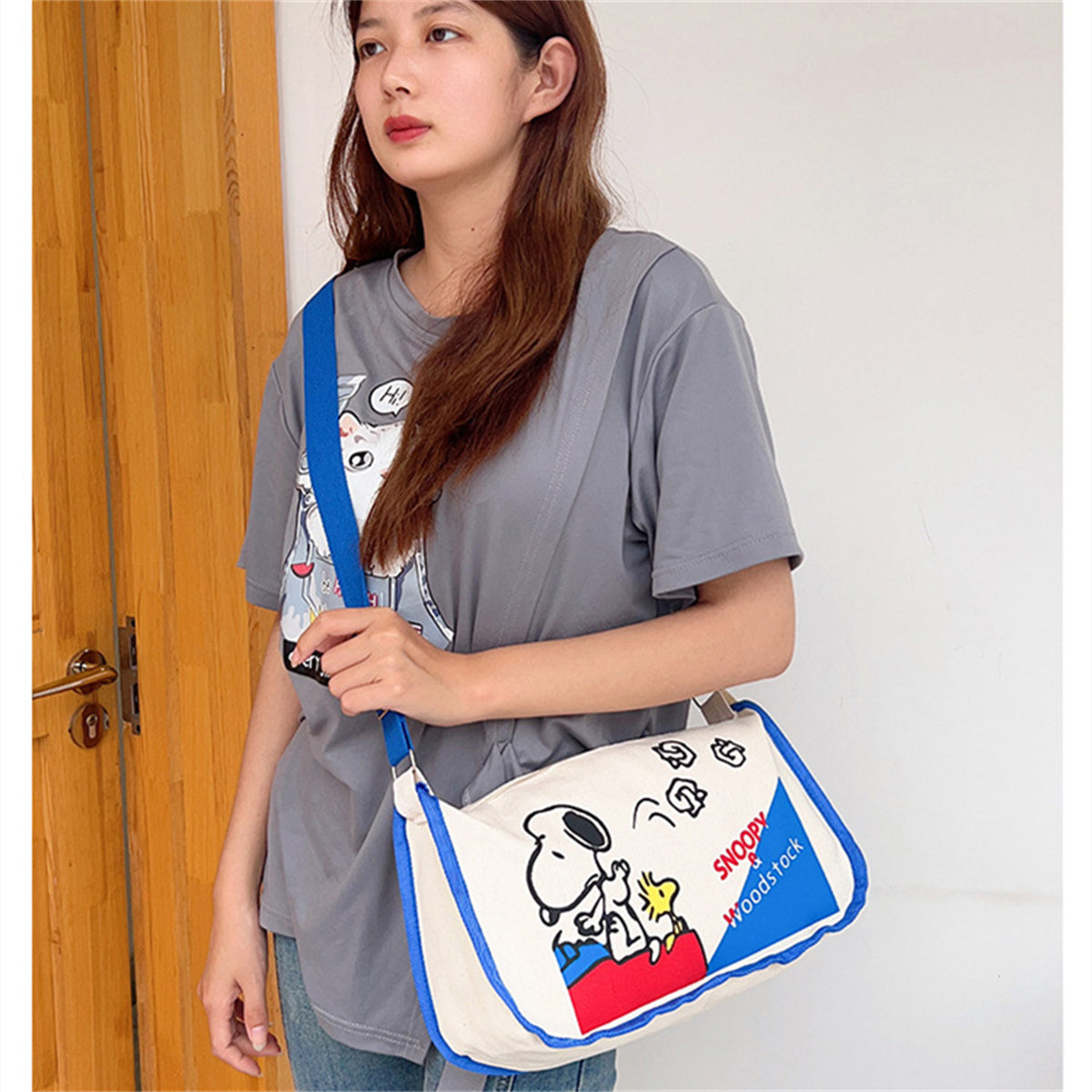 Children's canvas bag Snoopy shoulder bag casual student style printed cartoon bag